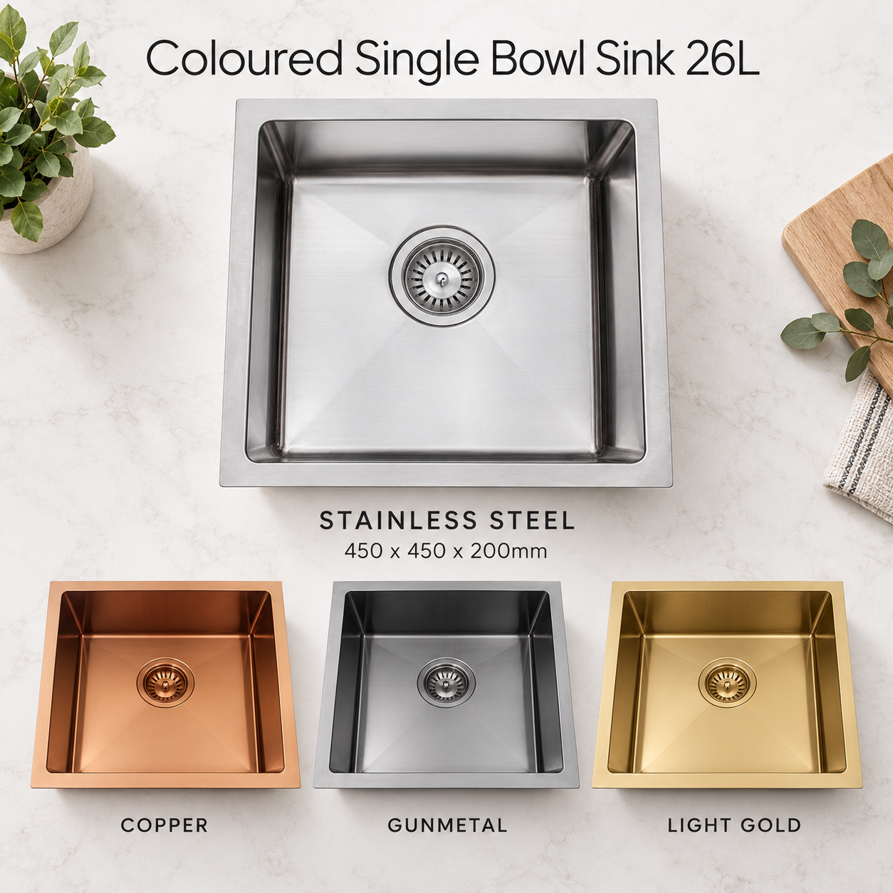 Single Bowl Kitchen or Laundry Sink (31L) MS202